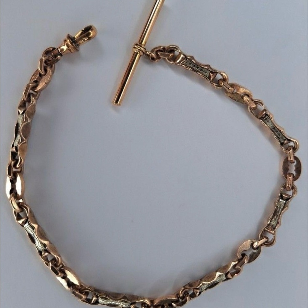 RARE Antique Solid Rose Gold and Platinum Albert Pocket Watch Chain